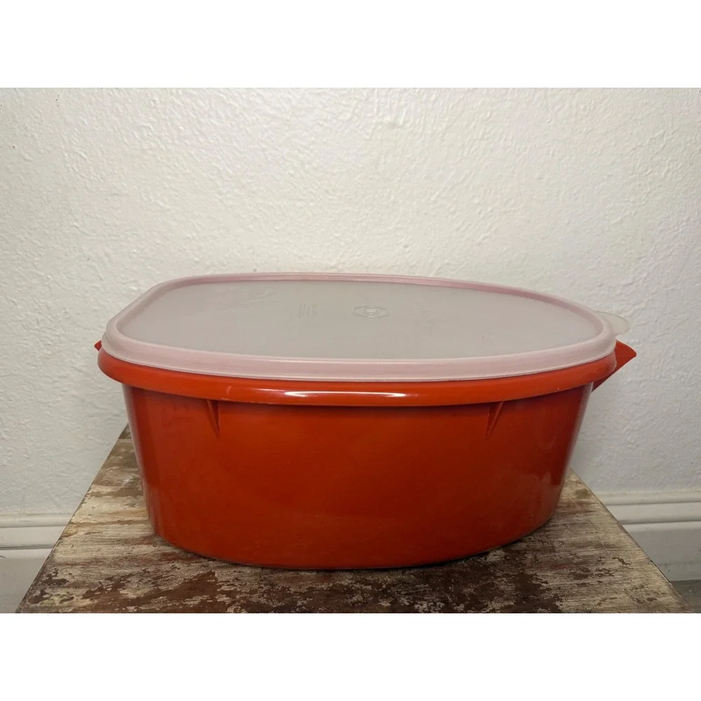 Vintage Tupperware 487 Roast Ham Flavor Saver Container 3 Pc Set Paprika Red 80s